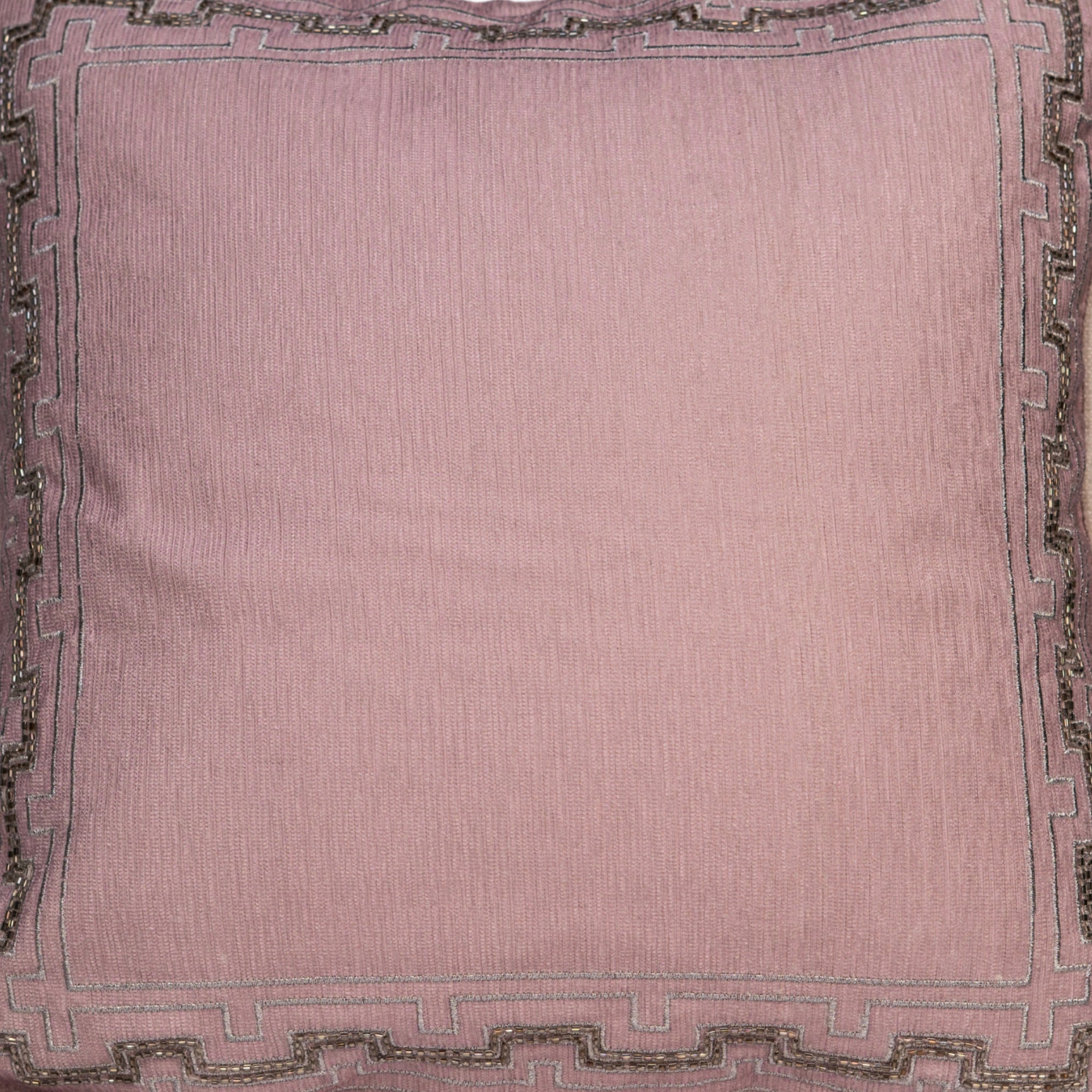Dusty Pink Cushion Cover with Embroidered Border..