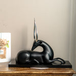 Elegant Black Antelope Figurine with Chrome Horns