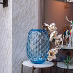 Elegant Blue Hand-Blown Glass Vase