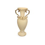 European-Style White Ceramic Two-Handled Flower Vases.