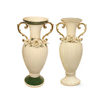 European-Style White Ceramic Two-Handled Flower Vases