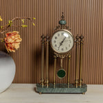 European Antique Mantle Clock with Pendulum and Marble Base