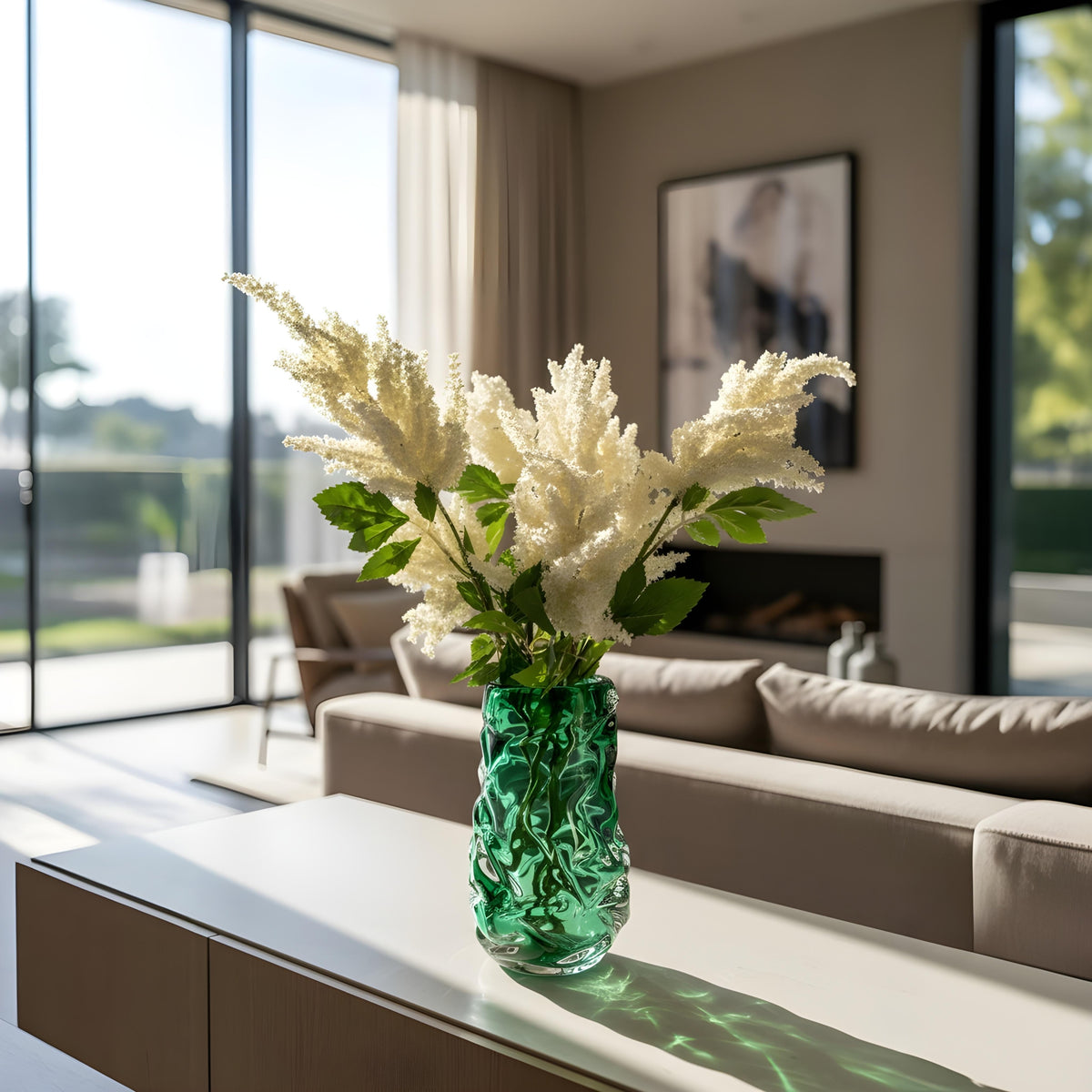 Faux Millet Grass Flower Stick in White 