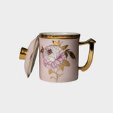 Floral Porcelain Coffee Mug with Lid.