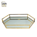 GOLD-PLATED Hexagonal MIRROR TRAY