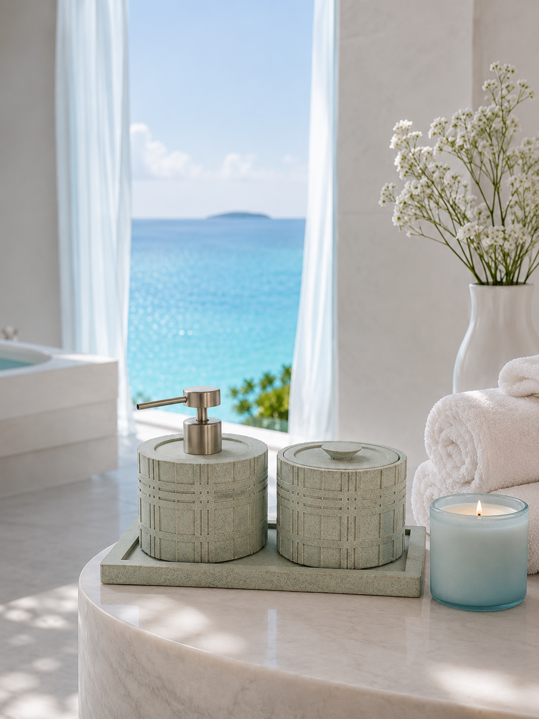 Geometric Pattern Bathroom Accessories Set | Table & Twist