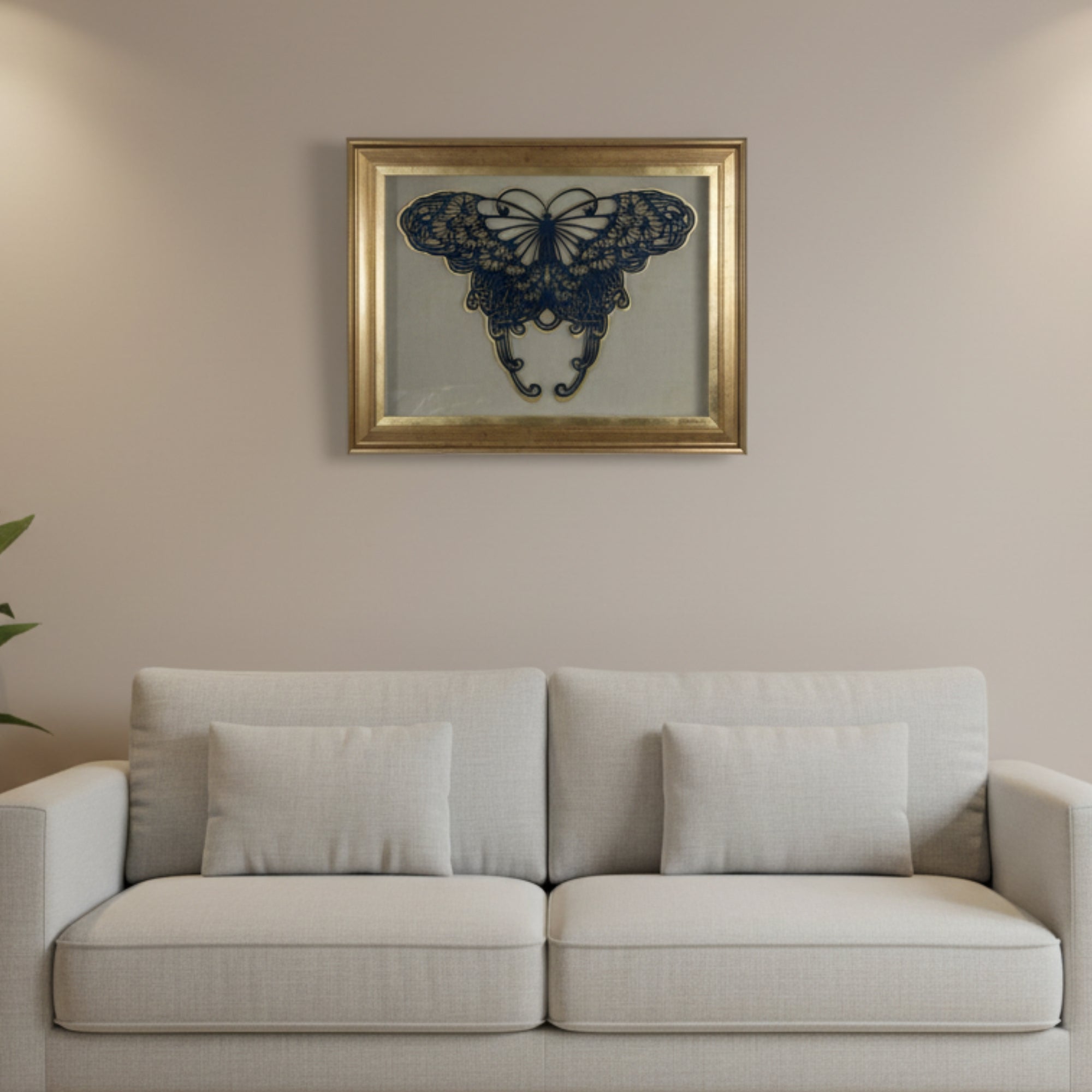 Gold Frame Butterfly Art
