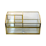 Gold Glass Makeup Organizer with Drawer.