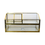 Gold Glass Makeup Organizer with Drawer