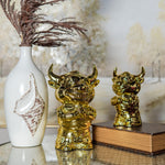 Gold Resin Bull Figurines with Playful Design