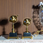 Gold World Globe Spinning Ball on Black Marble Base