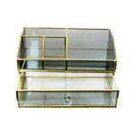 Gold and Black Makeup Organizer with Drawer.