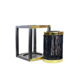 Gold and Black Mild Steel T-Light Candle Lantern(Set of 1).