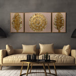 Golden Elegance Triptych – Handcrafted Textured Wall Art