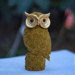 Golden Gaze - Velvet-Finish Resin Owl Sculpture