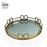 Golden Glass Round Vanity Tray.