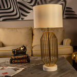 Golden Grated Metal Coop Table Lamp.