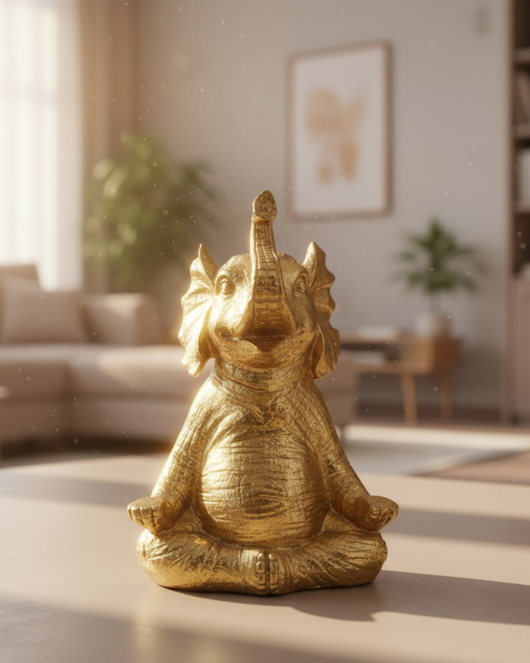 Golden Meditating Elephant Artifact