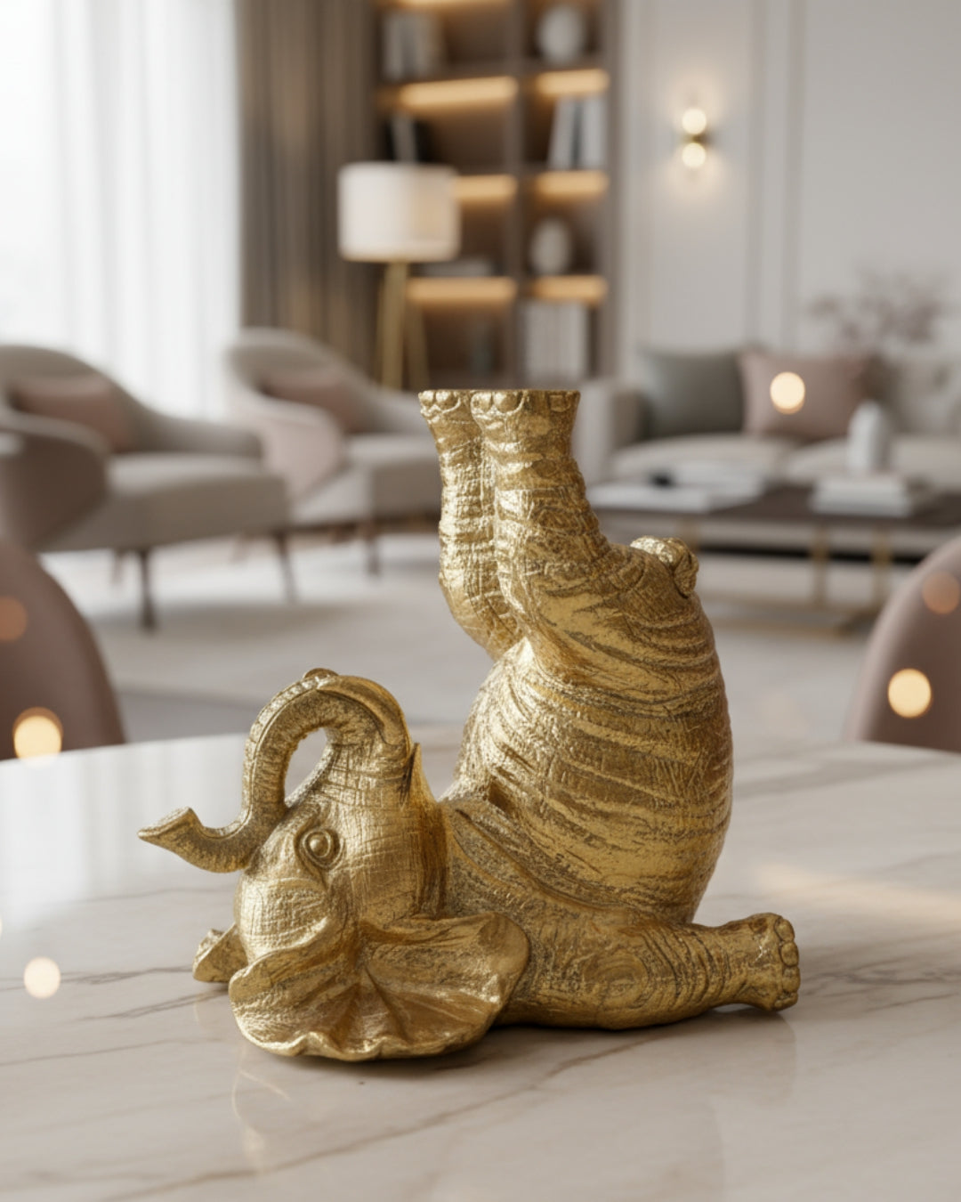 Golden Upside-Down Elephant Artifact