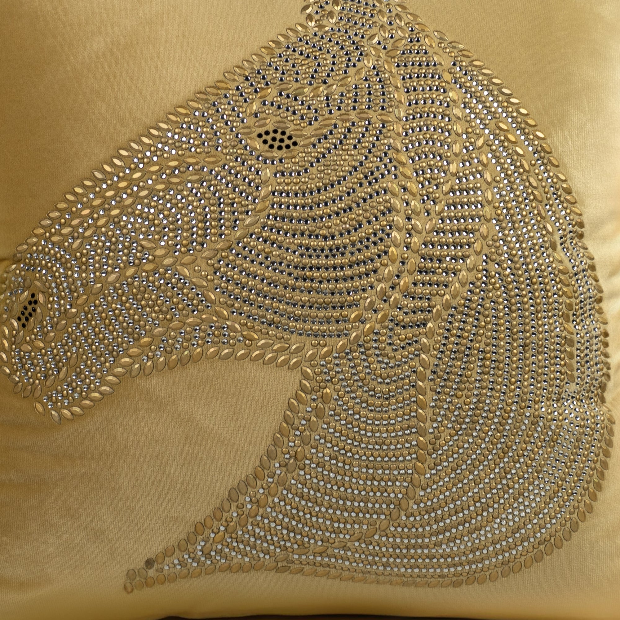 Goldern Horse Head Embroidered Cushion.