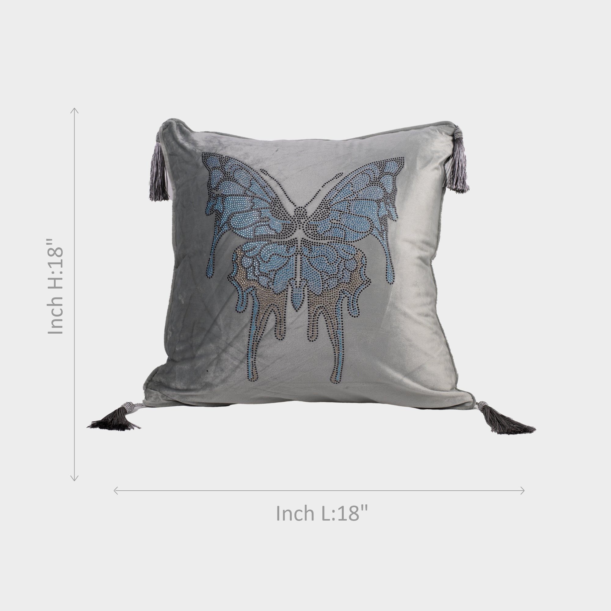 Gray Butterfly Cushion cover