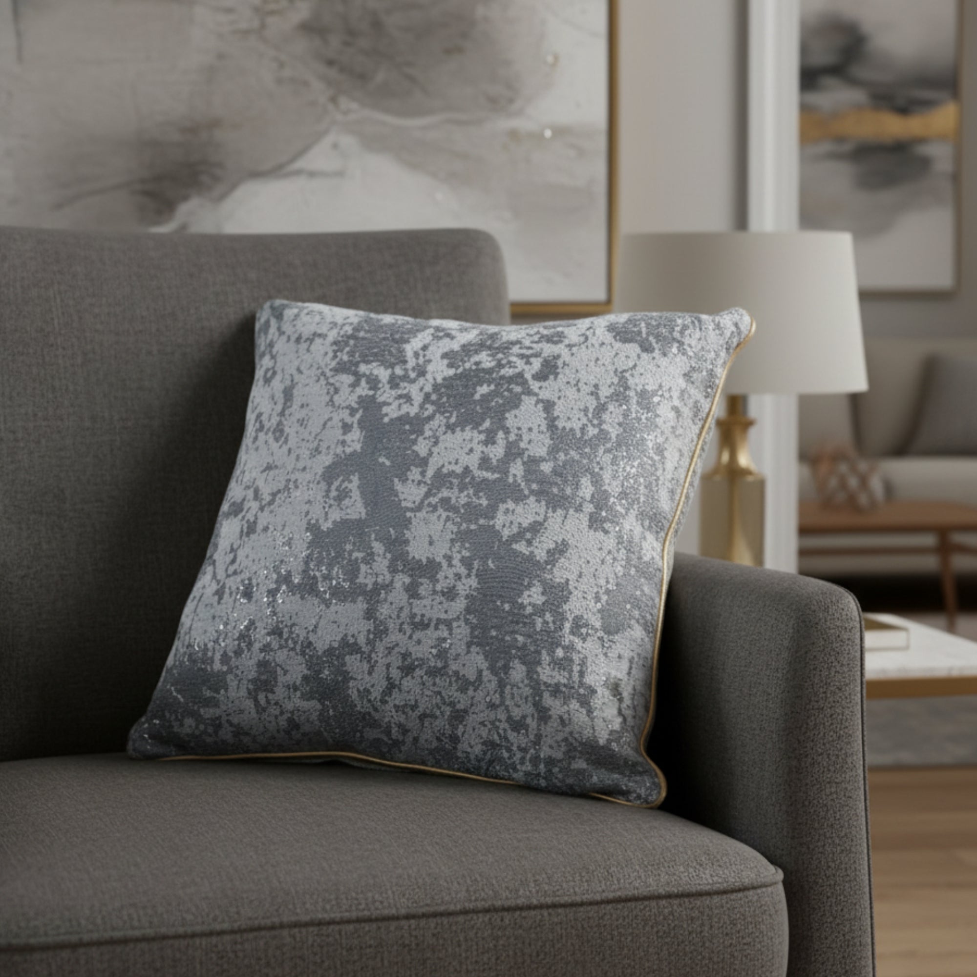 Gray Textured Cushion Cover