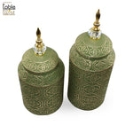 Green Ceramic Rani Jar with Lid.