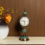 Green Classic Vintage Mantel Desk Clock with Swinging Pendulum