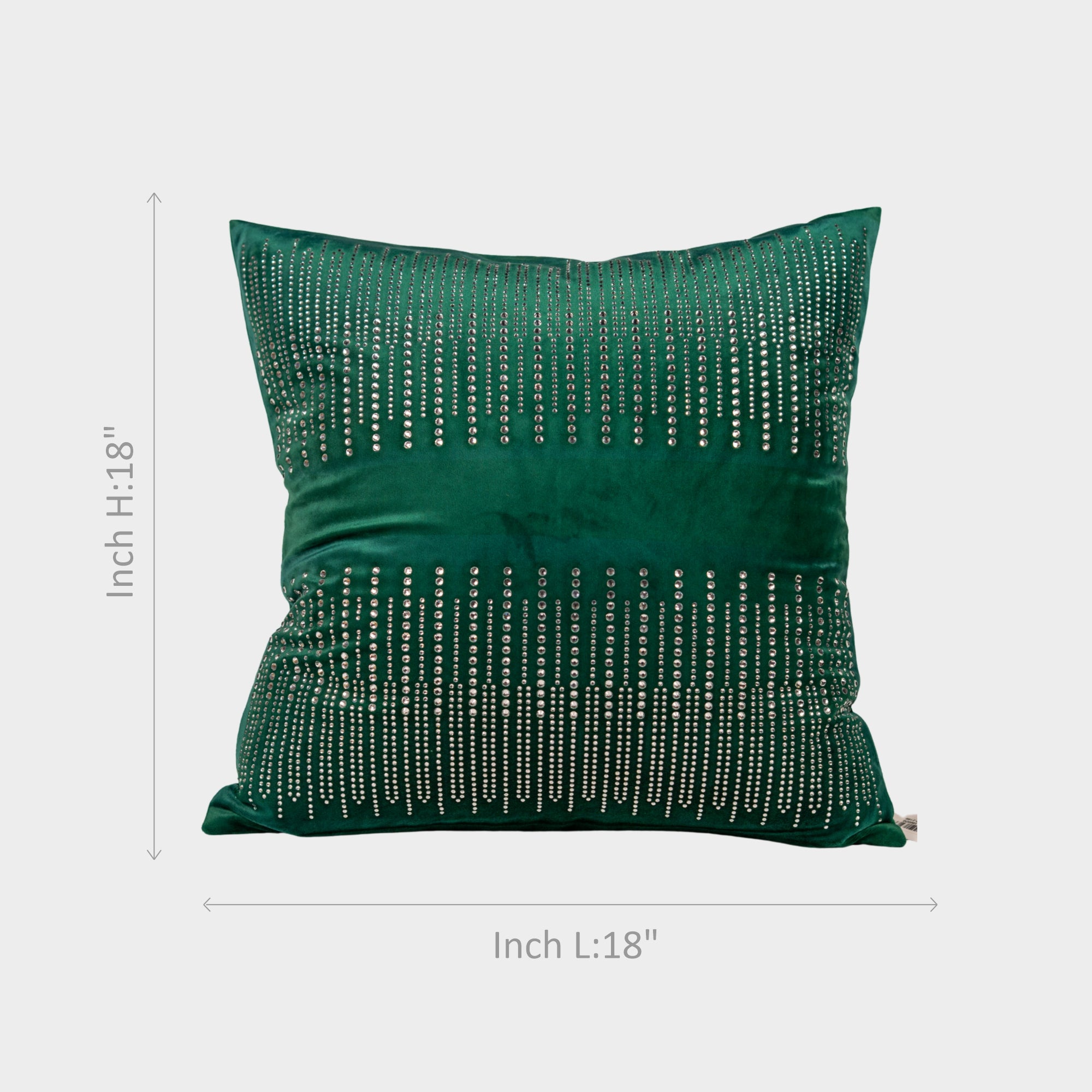 Green Cushion Cover with Corner Embroidery 