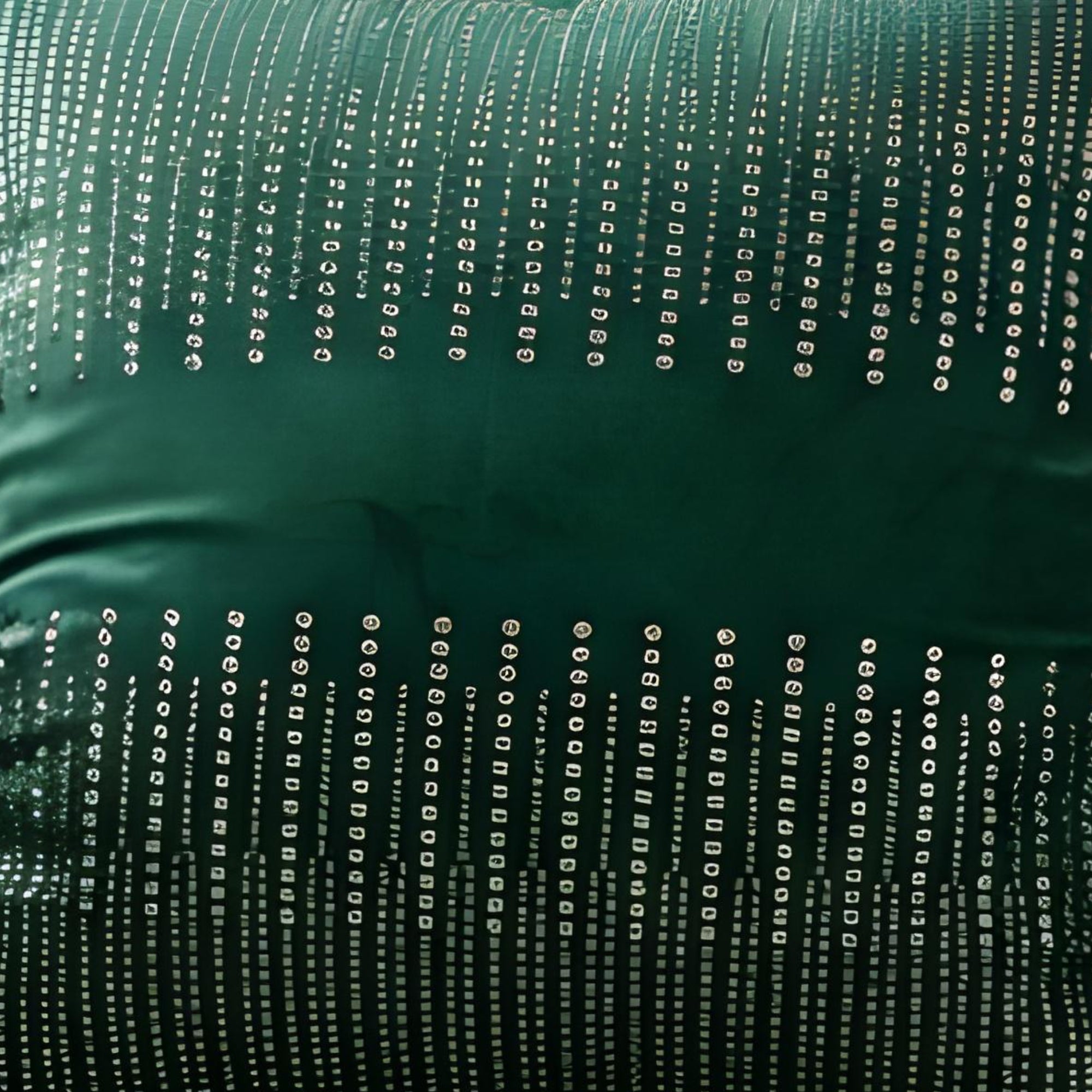 Green Cushion Cover with Corner Embroidery & Sequin Detailing.