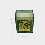 Green Square Aroma Candle with Golden Floral Design