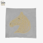 Grey Embroidered Velvet Beaded Horse Head Cushion Cover, a masterpiece of equestrian style