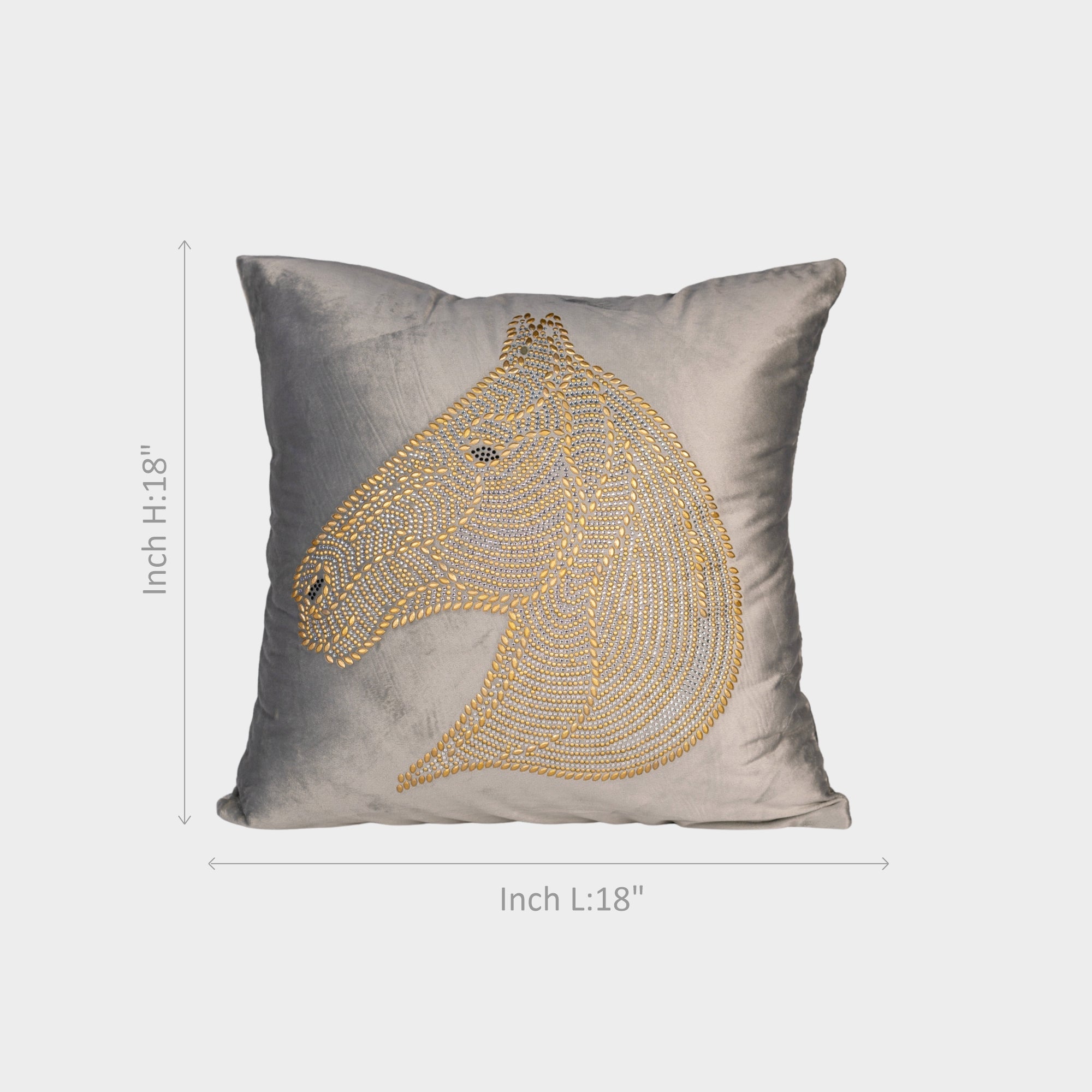 Grey Horse Head Embroidered Cushion cover.