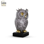 Grey Lucky Owl Resin Art Figure.