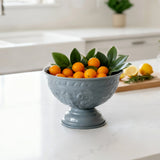 Grey Metal Decorative Pedestal Bowl