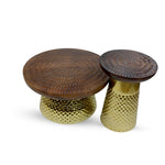 Hammered Wood and Iron Center Table and Side Table.