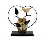  Heart Shaped Black Metal Bird Tealight Holder.