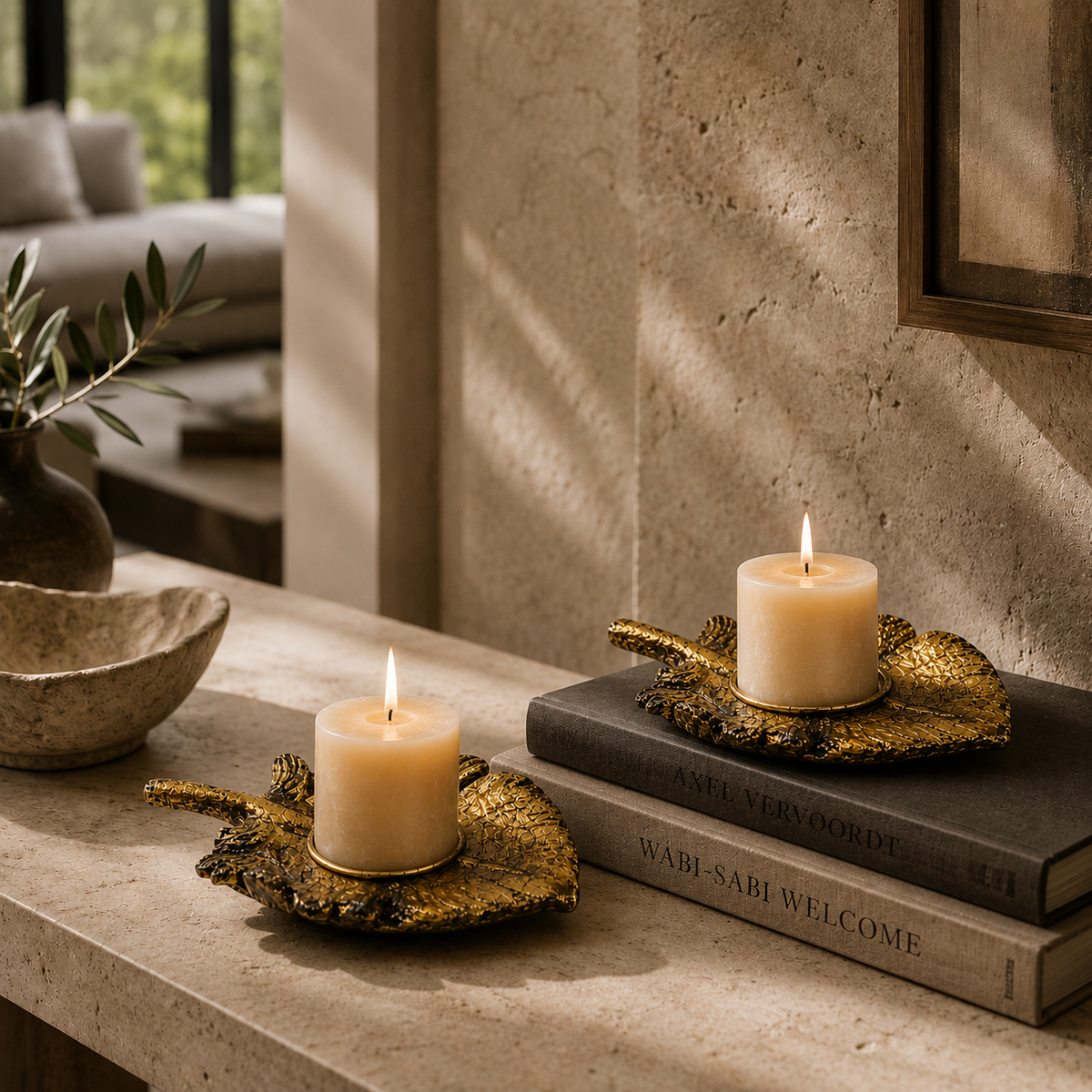 Leaf-Shaped Resin Candle Holder