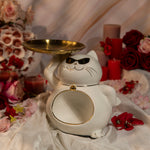 Lucky Cat Statue Storage Tray Key Holder Sculpture