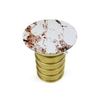 Marble Side Table featuring a Drum Gold Base