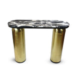 Marble Top Console Table featuring a Round Gold Base