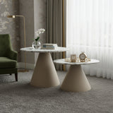 Marble Top Nesting Side Tables with Metal Base 