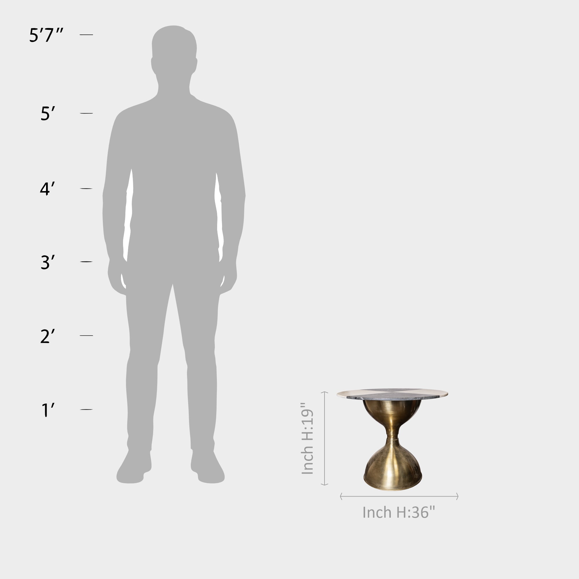 Marble Top Side Table with Metal Base.