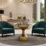 Marble Top Side Table with Metal Base