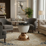 Marble Top Side Table with Textured MS Base