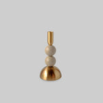 Medium Modern Matte Black and Gold Candle Holder Set.