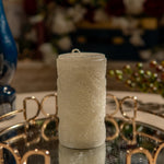 Medium Sparkle Glitter White Pillar Candle