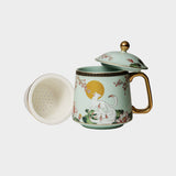 Mint Green Porcelain Tea Mug with Infuser & Lid – Fox Design.