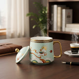 Mint Green Porcelain Tea Mug with Infuser & Lid – Fox Design