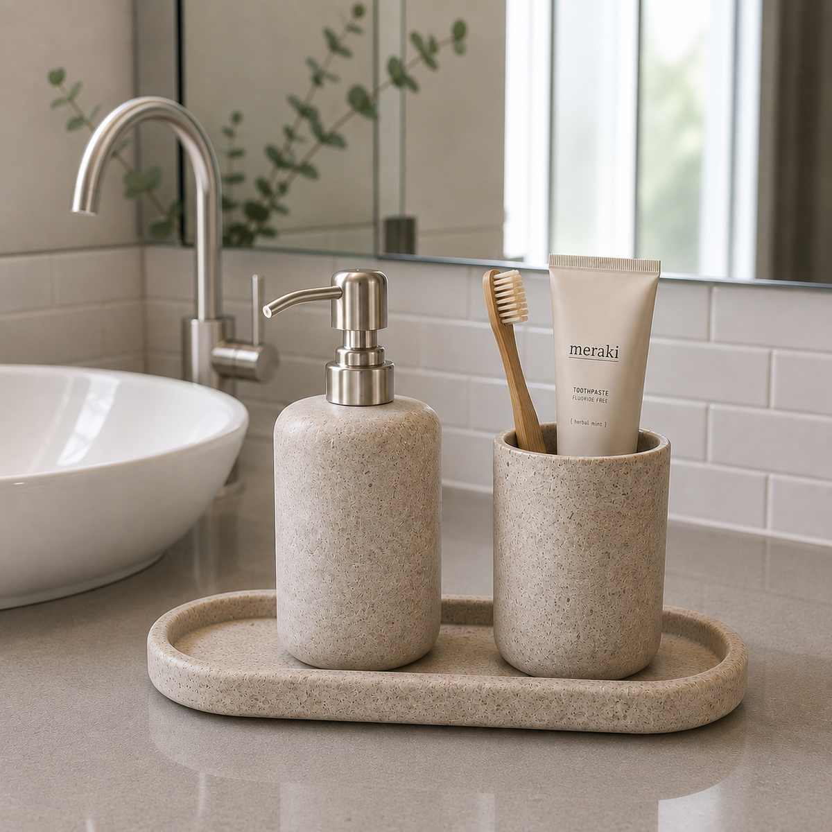 Mint Stone Bathroom Accessories Set